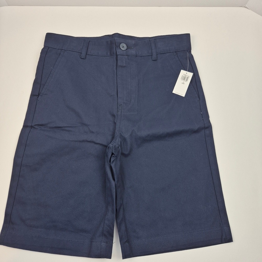 Old Navy Slim Uniform‎ Shorts Adjustable Waist Navy Blue Twill Kids Size 14 NWT
